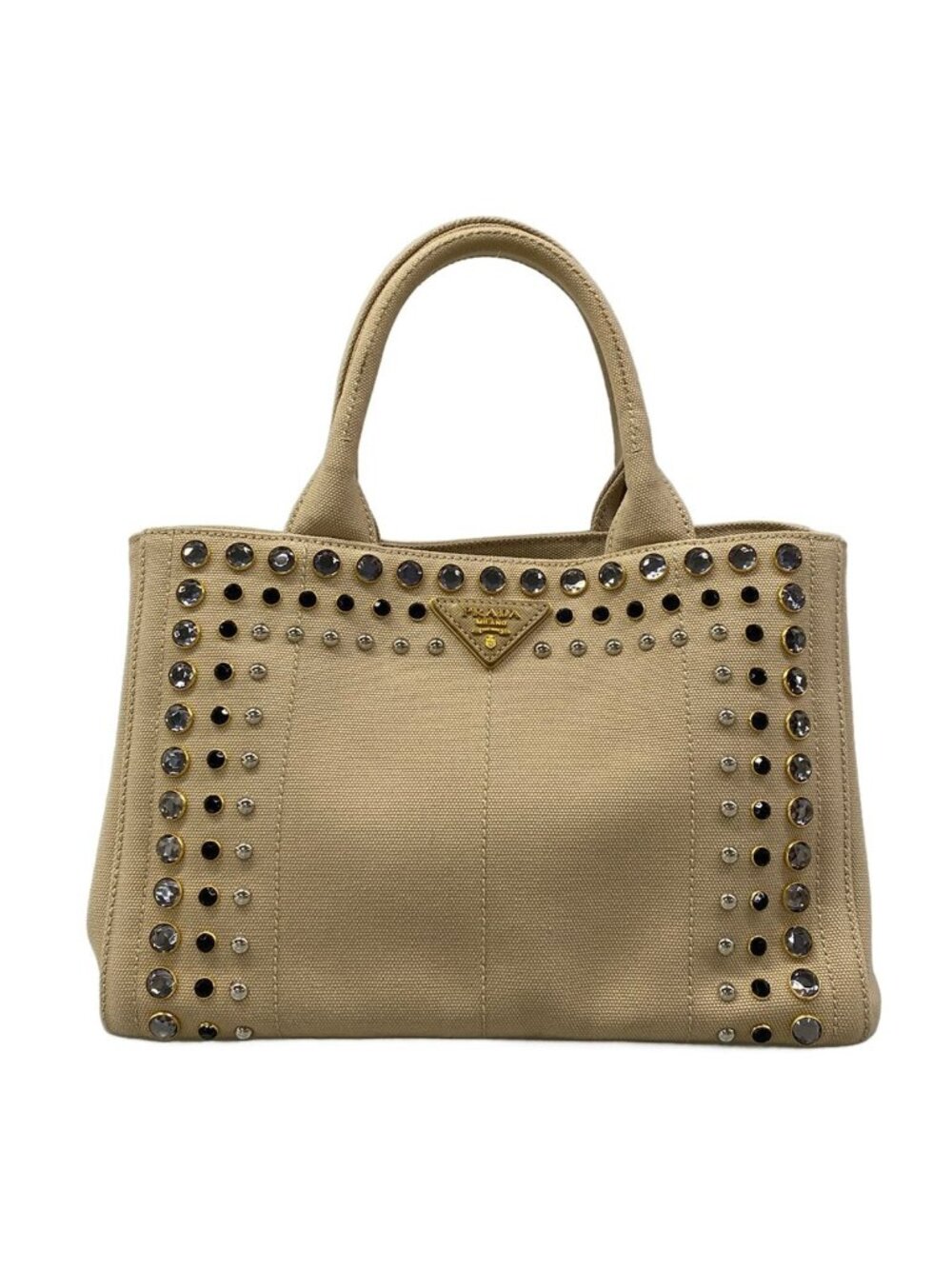 Prada Tote Canapa Beige Bijou Studs